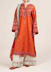 Grace Z(W609)- Stitched Embroidered 3pc Marina Dress With Printed Shawl.