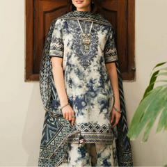 Grace Z(S1218)- Stitched Embroidered 3pc Lawn Dress with Digital Printed Chiffon Dupatta.