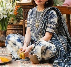 Grace Z(S1218)- Stitched Embroidered 3pc Lawn Dress with Digital Printed Chiffon Dupatta.