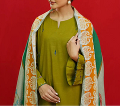 Grace S1073-Embroidered 3pc Lawn dress with Printed Munar Dupatta.