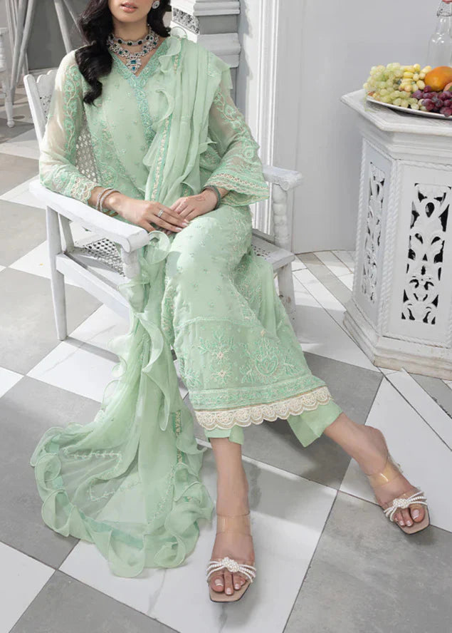 Grace Z-(Mint Green) -Stitched Embroidered chiffon 3Pc Suit