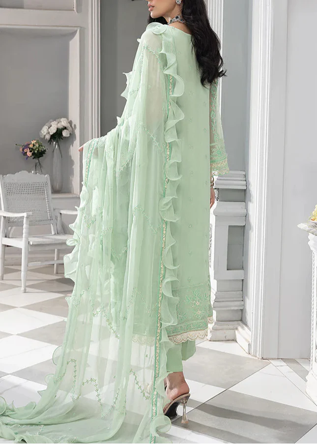 Mint Green– Embroidered Chiffon Unstitched 3Pc Suit.