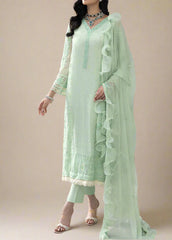 Mint Green– Embroidered Chiffon Unstitched 3Pc Suit.