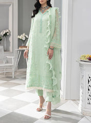 Mint Green– Embroidered Chiffon Unstitched 3Pc Suit.