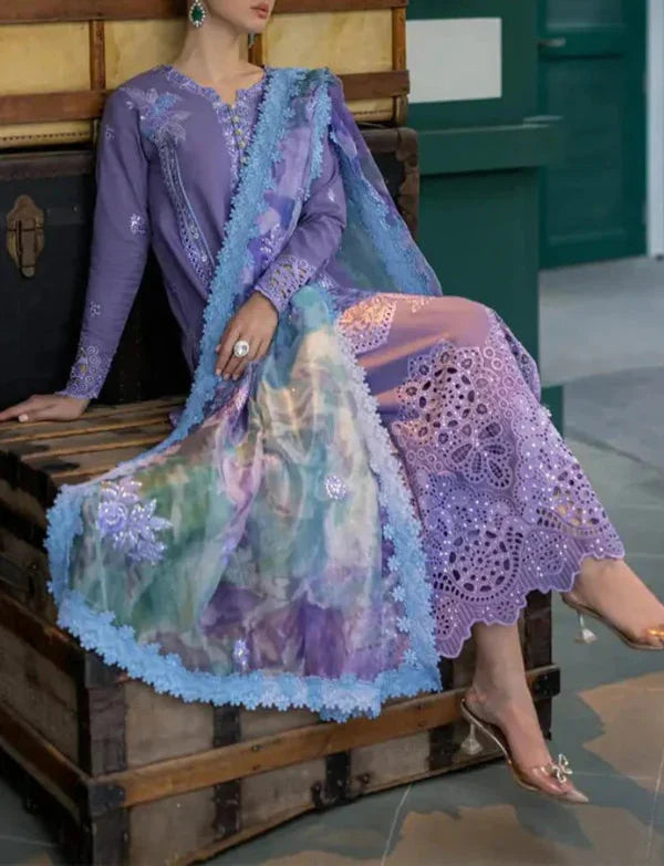 Grace Z-(S1113)- Stitched Embroidered 3pc CHIKANKARI Lawn dress with Printed Munar Dupatta.