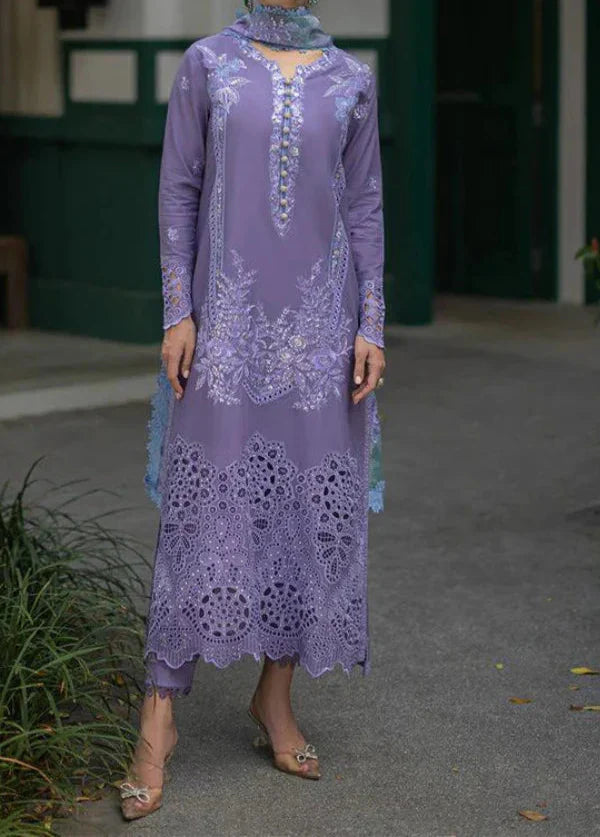 Grace Z-(S1113)- Stitched Embroidered 3pc CHIKANKARI Lawn dress with Printed Munar Dupatta.
