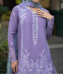 Grace Z-(S1113)- Stitched Embroidered 3pc CHIKANKARI Lawn dress with Printed Munar Dupatta.