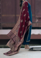 Grace W716-Embroidered CHIKANKARI 3pc Marina Dress With Printed Shawl