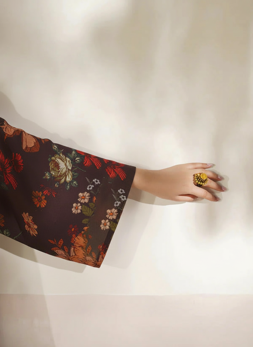 Grace W782 - Digital Printed 3pc Karandi Dress With Digital Printed Karandi Shawl.