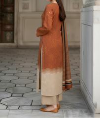 Grace W837 - Digital Printed 3pc Karandi Dress With Digital Printed Karandi Shawl.