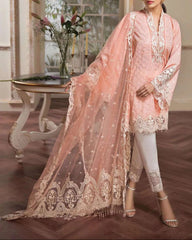 Grace S1246-Embroidered 3pc CHIKANKARI Lawn Dress With Embroidered Organza Dupatta.