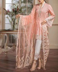 Grace S1246-Embroidered 3pc CHIKANKARI Lawn Dress With Embroidered Organza Dupatta.