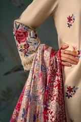 Grace Z98- Stitched Embroidered 3pc Lawn dress with Printed Munar Dupatta.