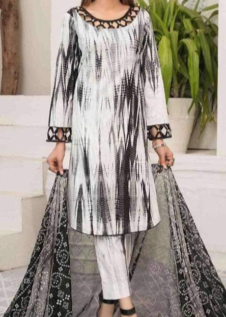 Grace W672- Digital Printed 3pc linen dress with Digital printed chiffon dupatta