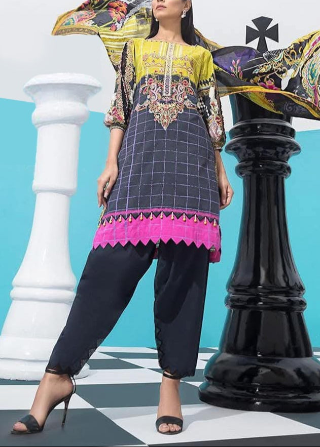 Grace W676- Embroidered 3pc Twill dress with Digital printed Twill dupatta