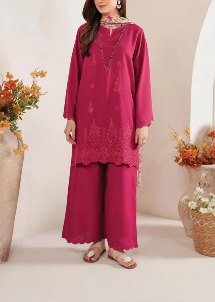 Grace Z97- Stitched Embroidered 3PC CHIKANKARI Lawn Dress With Printed Munar Dupatta.