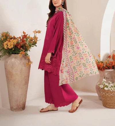 Grace Z97- Stitched Embroidered 3PC CHIKANKARI Lawn Dress With Printed Munar Dupatta.