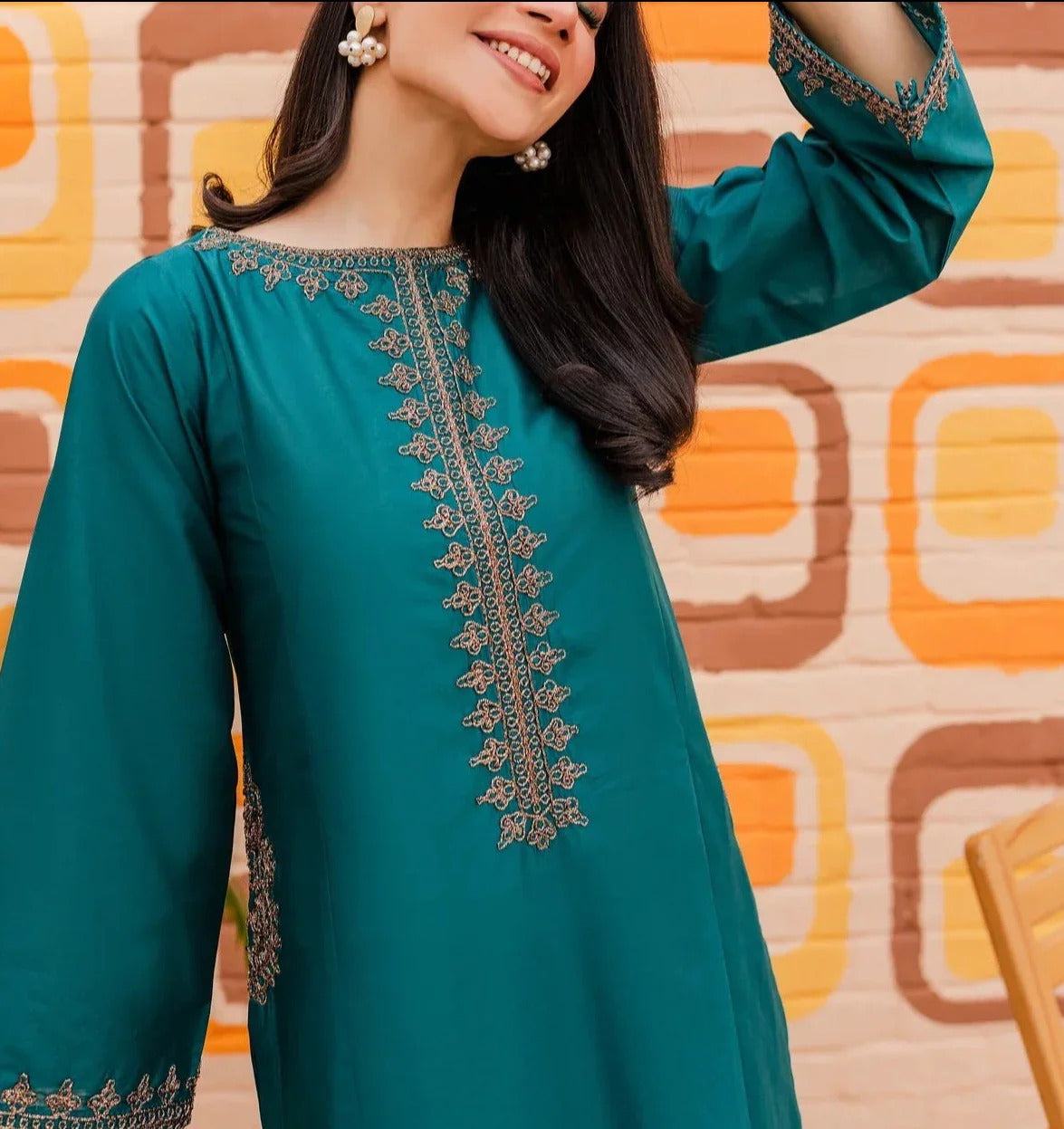 Grace Z-(S474)- Stitched Embroidered 2pc lawn dress