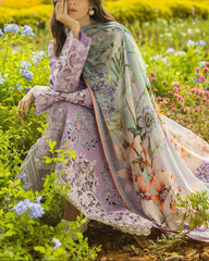 Grace Z-(S1192) - Stitched Embroidered 3pc CHICKANKARI Lawn Dress With Printed Munar Dupatta.