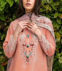 Grace Z-(S1205) - Stitched Embroidered 3pc Lawn dress with Printed Munar Dupatta.