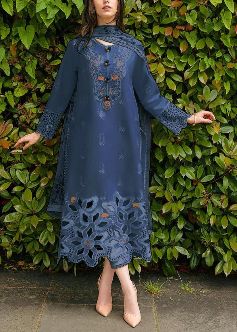 Grace Z-(S1204) - Stitched Embroidered 3pc Lawn dress with Printed Munar Dupatta.