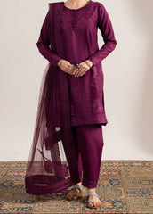 Grace Z-(S1286) - Stitched Embroidered 3pc Lawn Dress With Embroidered Organza Dupatta.