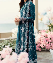 Grace Z-(S1234) - Stitched Embroidered 3pc Lawn Dress With Embroidered Chiffon Dupatta.