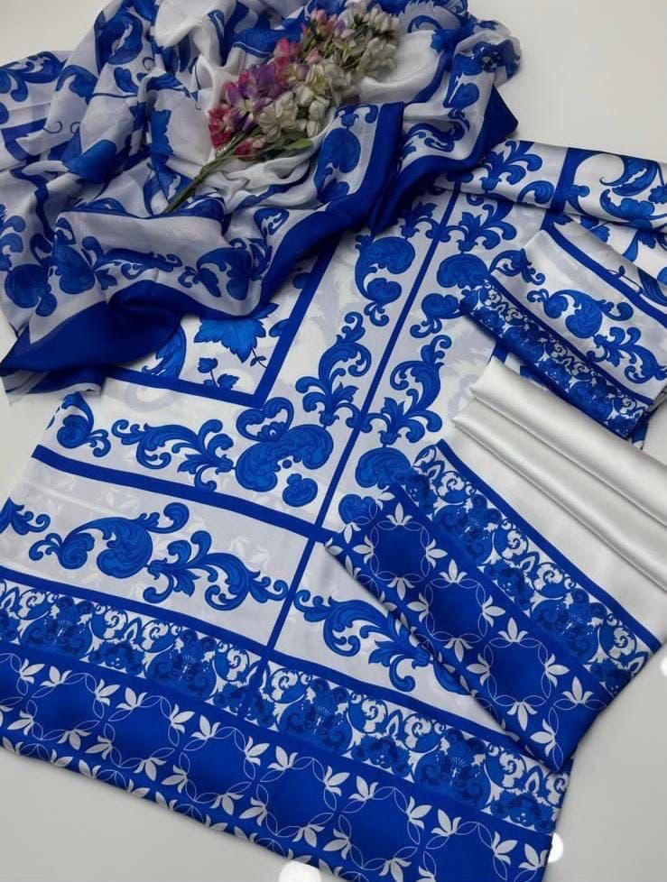 Grace W698 - Digital Printed 3pc Silk dress With Digital Printed Silk dupatta.