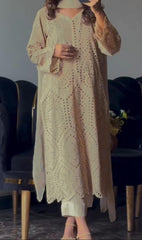 Grace S1283-Embroidered CHIKANKARI 3pc Lawn Dress With Dyed Chiffon Dupatta.