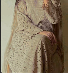 Grace S1283-Embroidered CHIKANKARI 3pc Lawn Dress With Dyed Chiffon Dupatta.