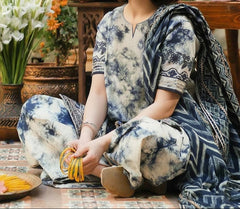 Grace W873 - Digital Printed 3pc Karandi Dress With Digital Printed Karandi Shawl.