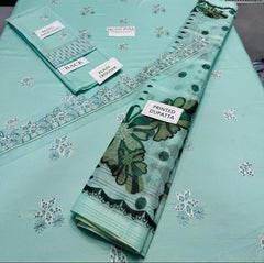 Grace S1064-Embroidered 3PC Lawn Dress With Printed Munar Dupatta.