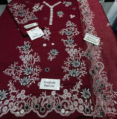 Grace S1201-Embroidered 3pc Lawn Dress With Embroidered Net Dupatta.