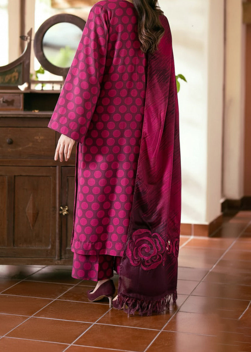 Grace W814 - Digital Printed 3pc Karandi Dress With Digital Printed Karandi Shawl.