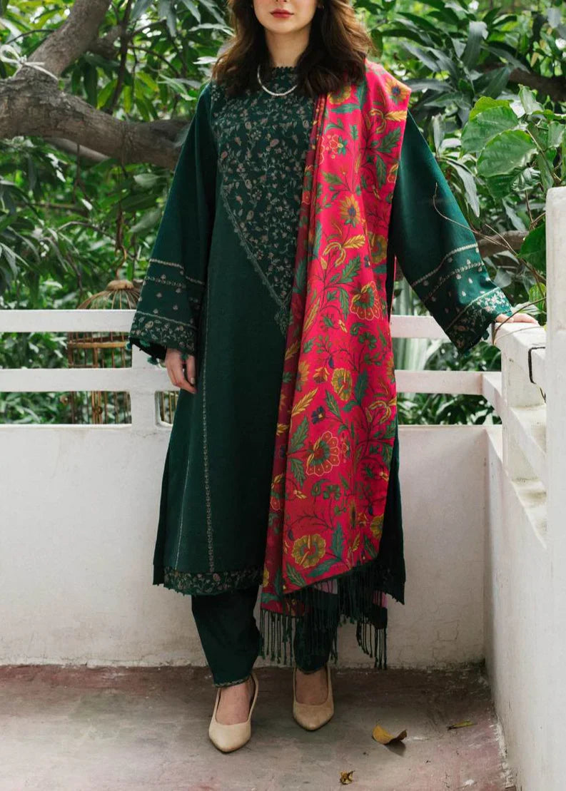 Grace Z(S1154)- Stitched Embroidered 3pc Lawn Dress With Printed Munar Dupatta.