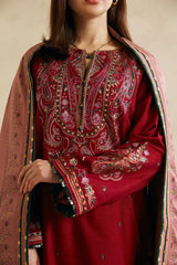 Grace Z-(W598)- Stitched Embroidered 3pc khaddar dress With Printed shawl.