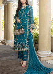 Grace Z-(PEACOCK) -Stitched Embroidered chiffon 3Pc Suit