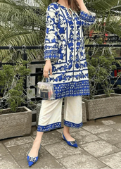 Grace Z-(W698) - Stitched Digital Printed 3pc Silk dress With Digital Printed Silk dupatta.