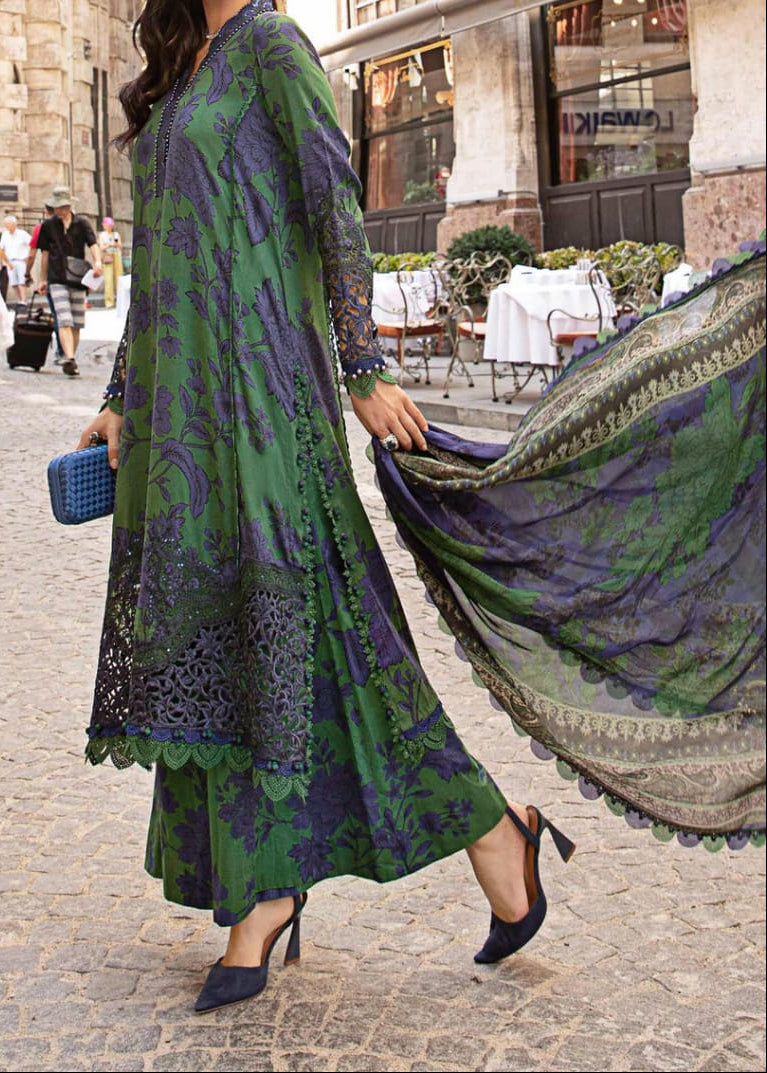 Grace W821 - Digital Printed 3pc Karandi Dress With Digital Printed Karandi Shawl.