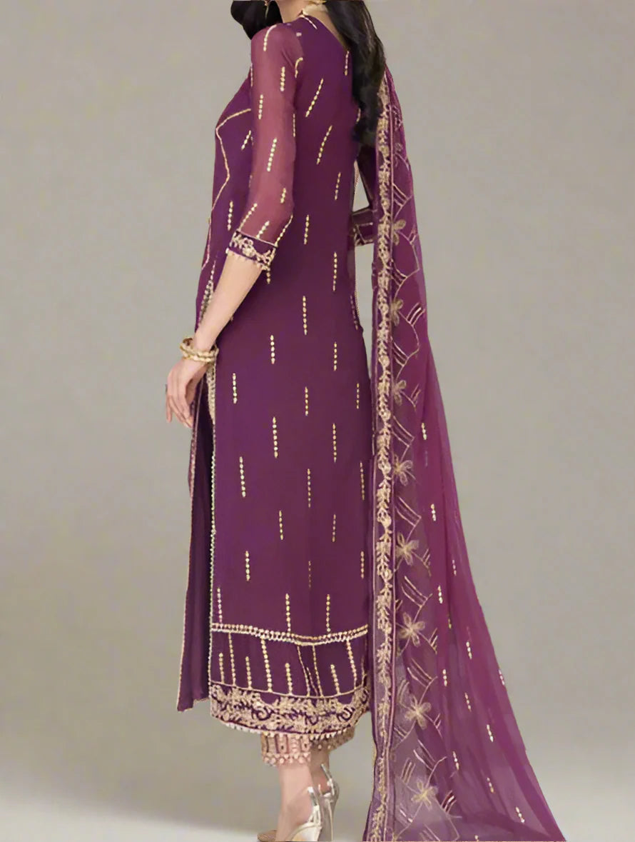 Marjanda – Embroidered Chiffon Unstitched 3Pc Suit