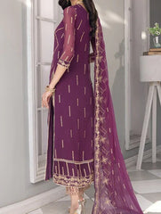 Grace Z-(Marjanda)- Stitched Embroidered Chiffon 3Pc Suit