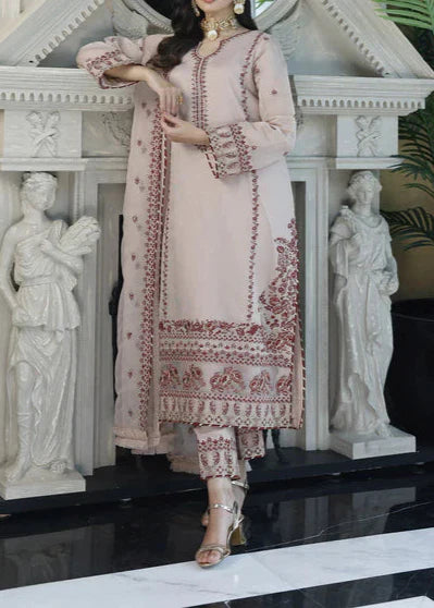 Grace Z-(Old Rose) -Stitched Embroidered chiffon 3Pc Suit