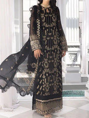 Grace Z-(Jade Black) -Stitched Embroidered chiffon 3Pc Suit
