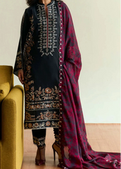 Grace W738-Embroidered 3pc Marina Dress With Printed Shawl.