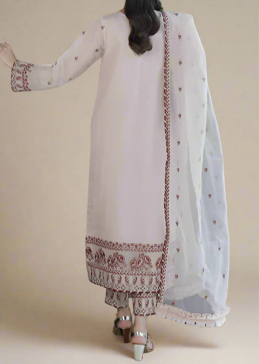 Old Rose– Embroidered Chiffon Unstitched 3Pc Suit.