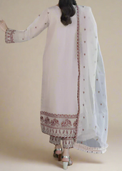 Old Rose– Embroidered Chiffon Unstitched 3Pc Suit.