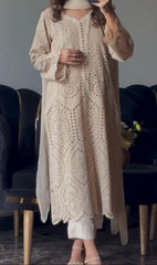 Grace S1283-Embroidered CHIKANKARI 3pc Lawn Dress With Dyed Chiffon Dupatta.