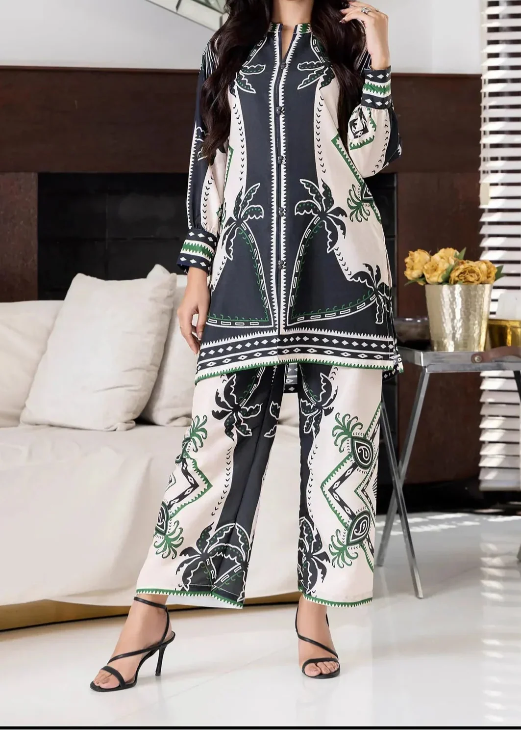 Grace Z-(W721 ) - Stitched Digital Printed 3pc Silk dress With Digital Printed Silk dupatta.