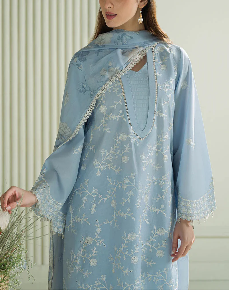 Grace S1188-Embroidered 3pc Lawn Dress With Printed Munar Dupatta.