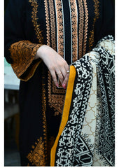 Grace W102 -Embroidered 3pc khaddar dress with printed shawl.